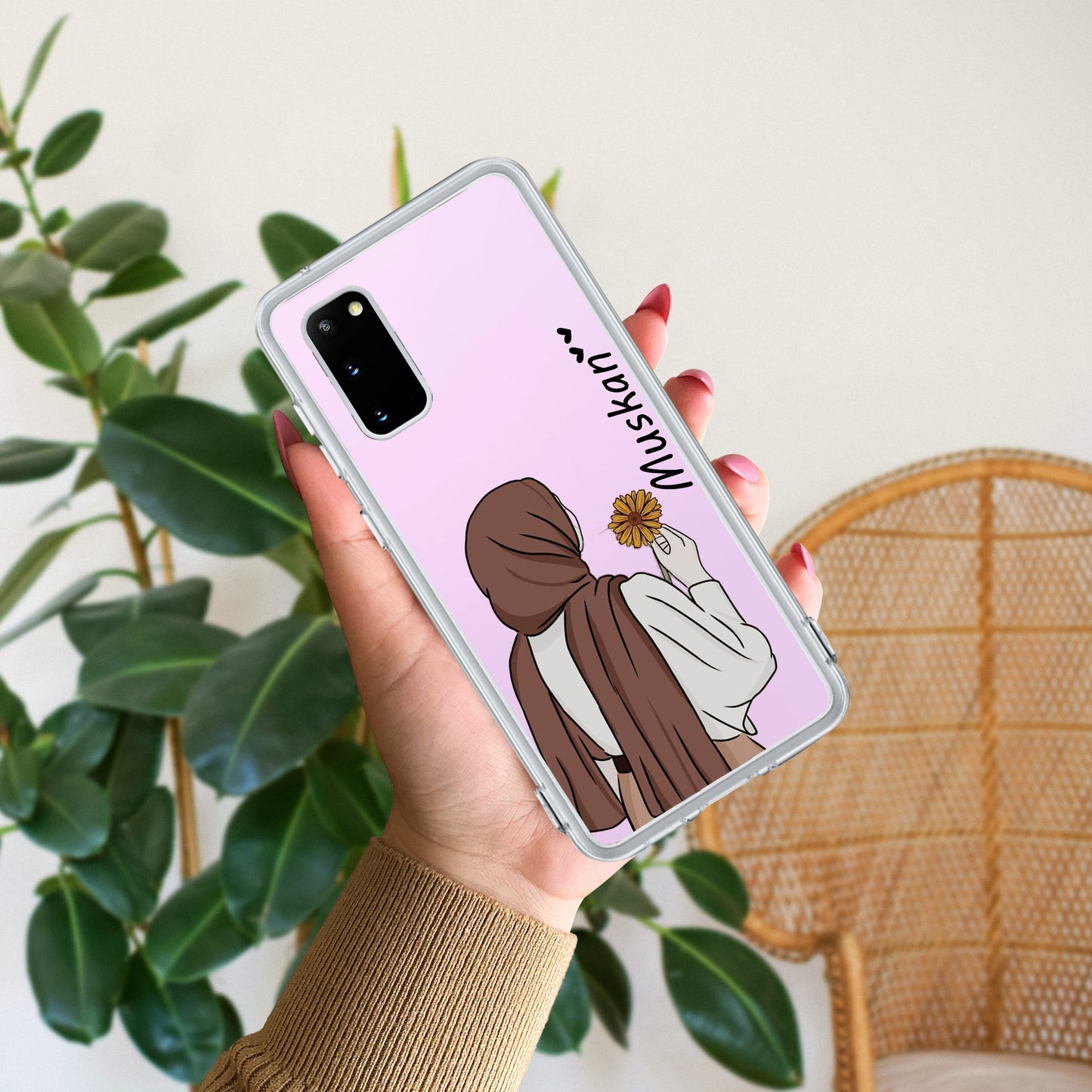 Personalized Hijab Girl Transparent Silicon Case V2 For Samsung