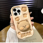 Teddy Bear 3D Cartoon Cute Cotton Bear Love Graphic Animal Back Case with Holder - ShopOnCliQ
