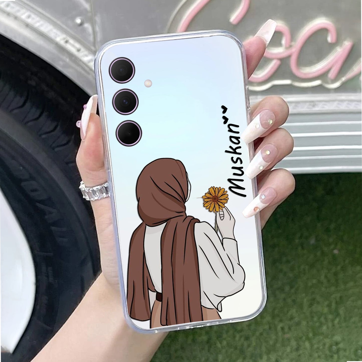 Personalized Hijab Girl Transparent Silicon Case V2 For Samsung