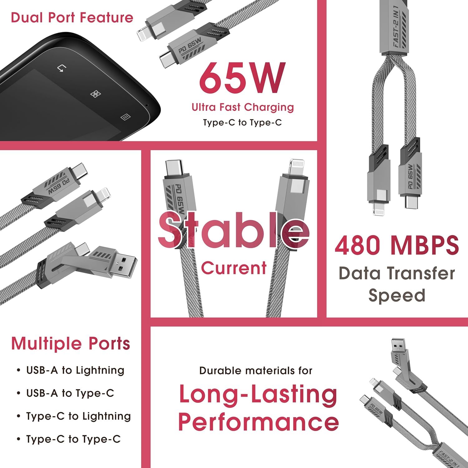 Ether+ Data Cable – 65W Fast Charging & High-Speed Data Transfer - ShopOnCliQ