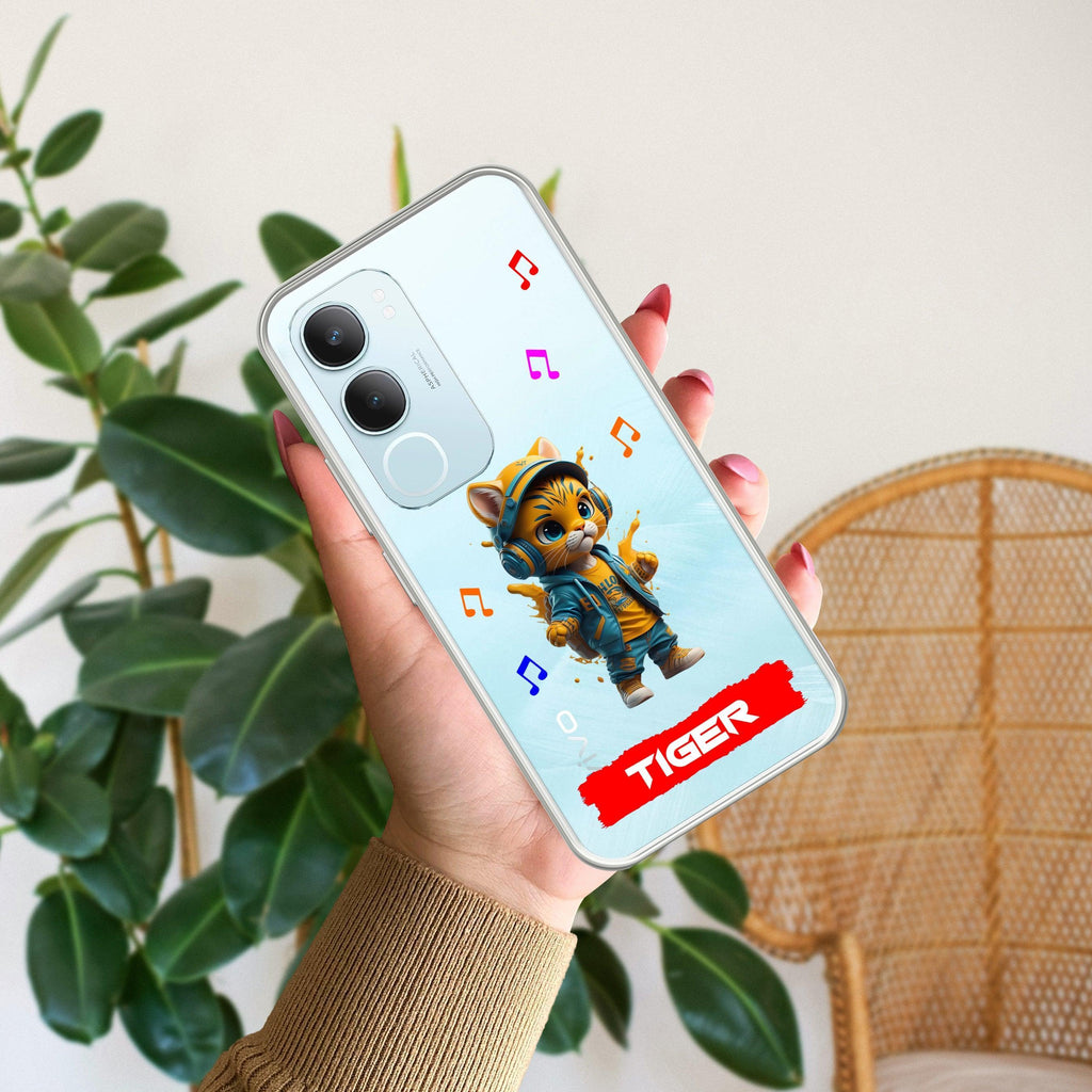 Music Cat Customize Transparent Silicon Case For Vivo Y22