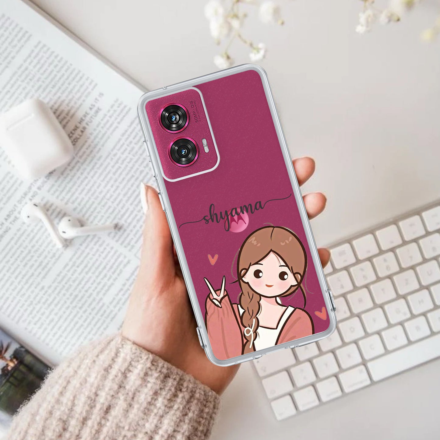 Cute Charm Customize Transparent Silicon Case For Motorola