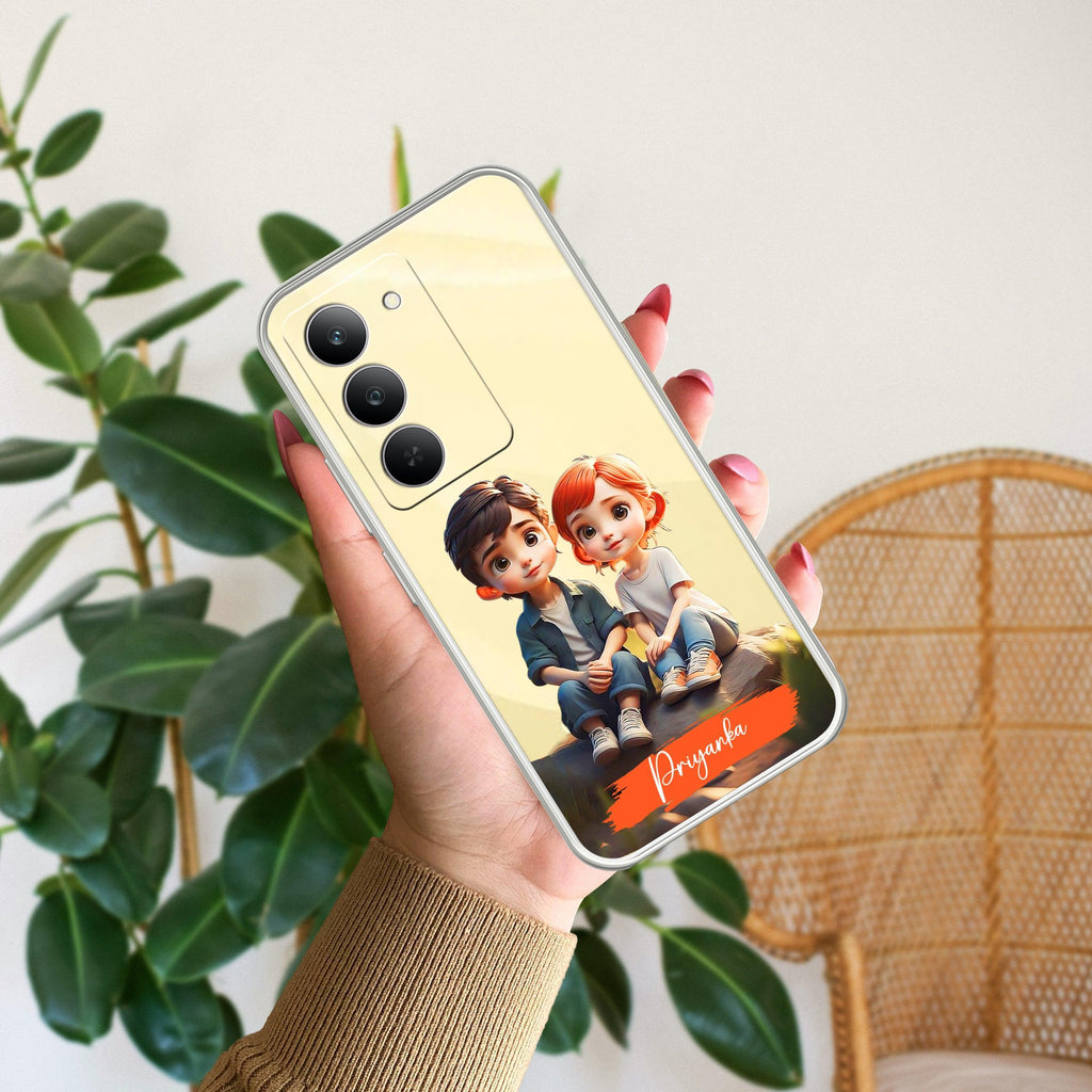 Cute Love Couple Customize Anti Yelllow Case For Realme 14x 5G