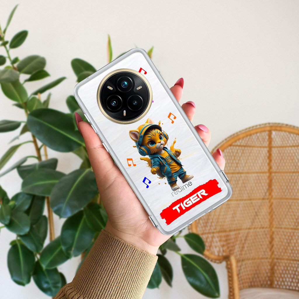 Music Cat Customize Transparent Silicon Case For Realme 12 Pro Plus 5G