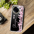 Pink Floral Customize Transparent Silicon Case For Realme C67 5G