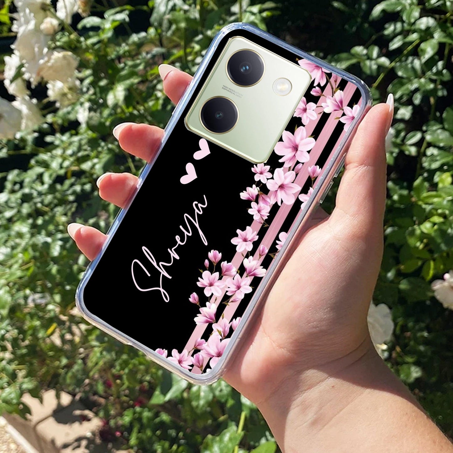 Pink Floral Customize Transparent Silicon Case For Vivo