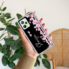 Pink Floral Customize Transparent Silicon Case For Realme C35 / Realme Narzo 50A Prime