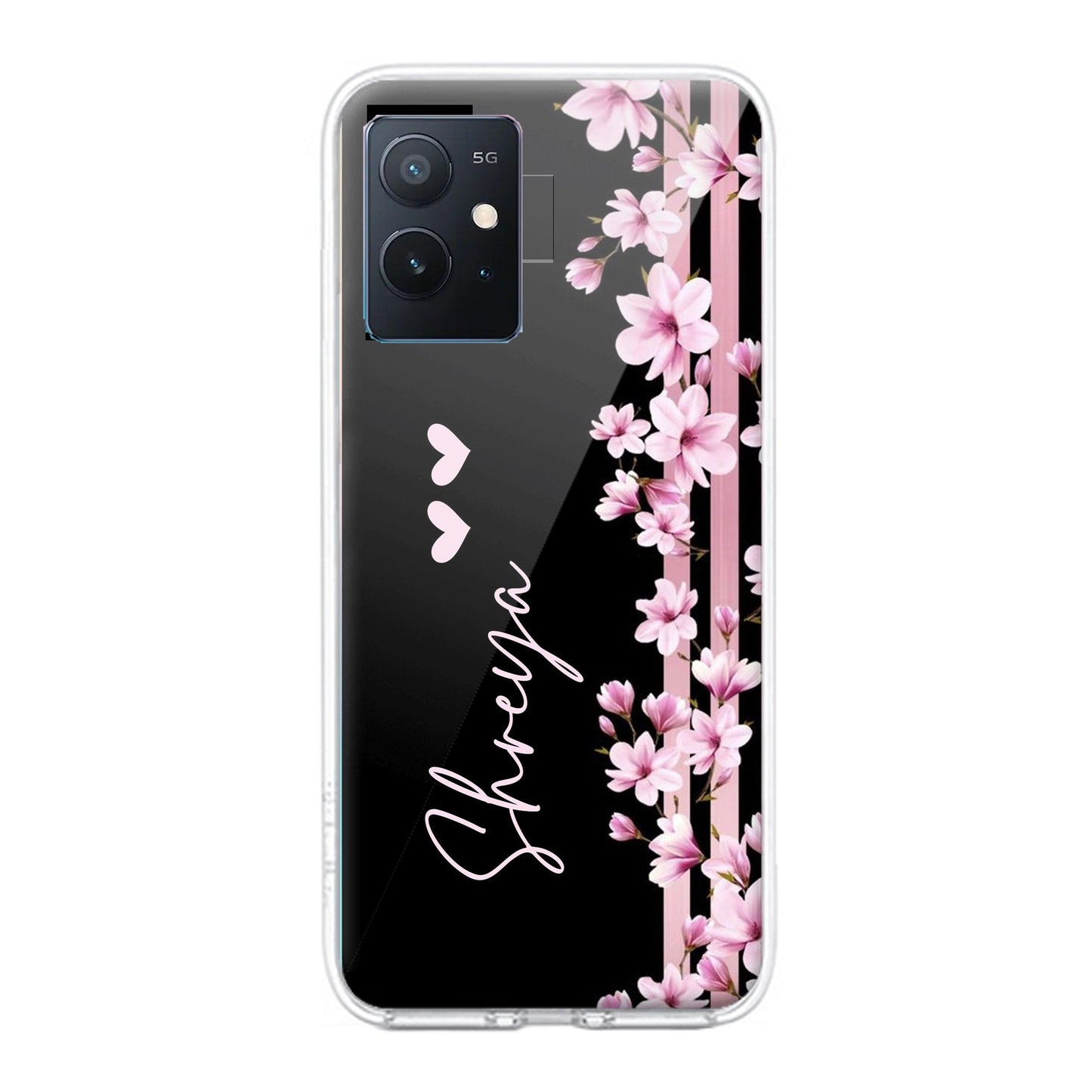 Pink Floral Customize Transparent Silicon Case For iQOO