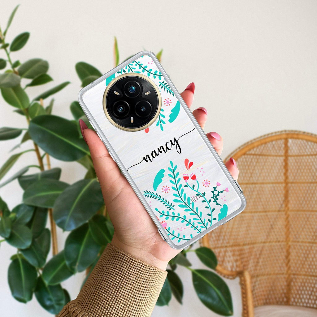 Blue Floral Customize Transparent Silicon Case For Realme 12 Pro Plus 5G