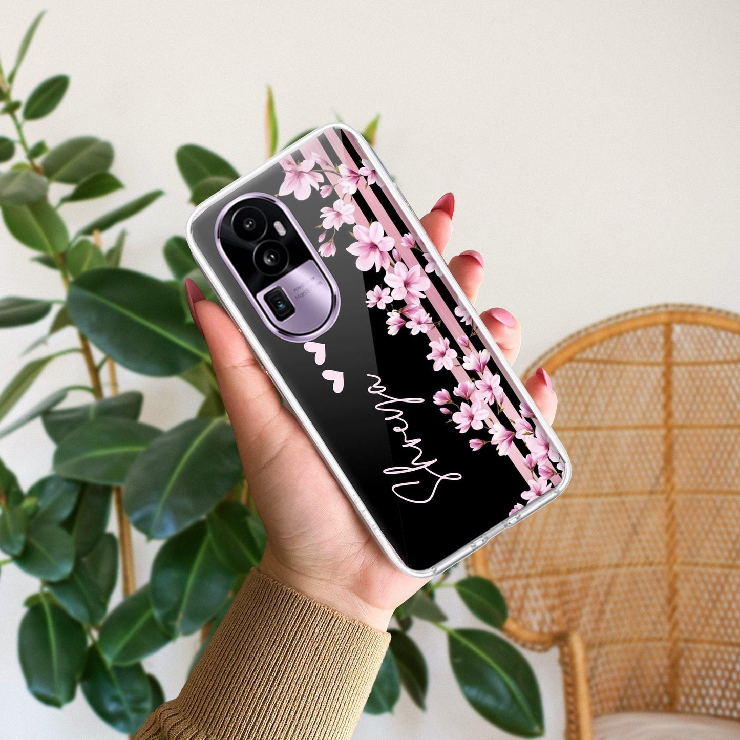 Pink Floral Customize Transparent Silicon Case For Oppo - ShopOnCliQ