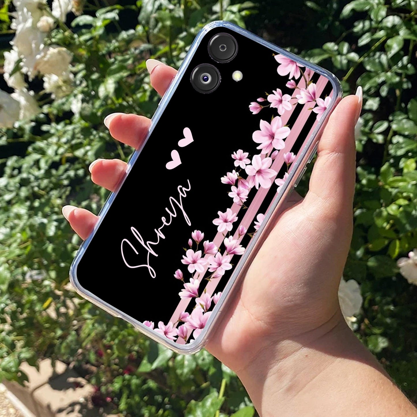 Pink Floral Customize Transparent Silicon Case For Samsung