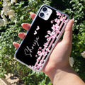 Pink Floral Customize Transparent Silicon Case For iPhone 11