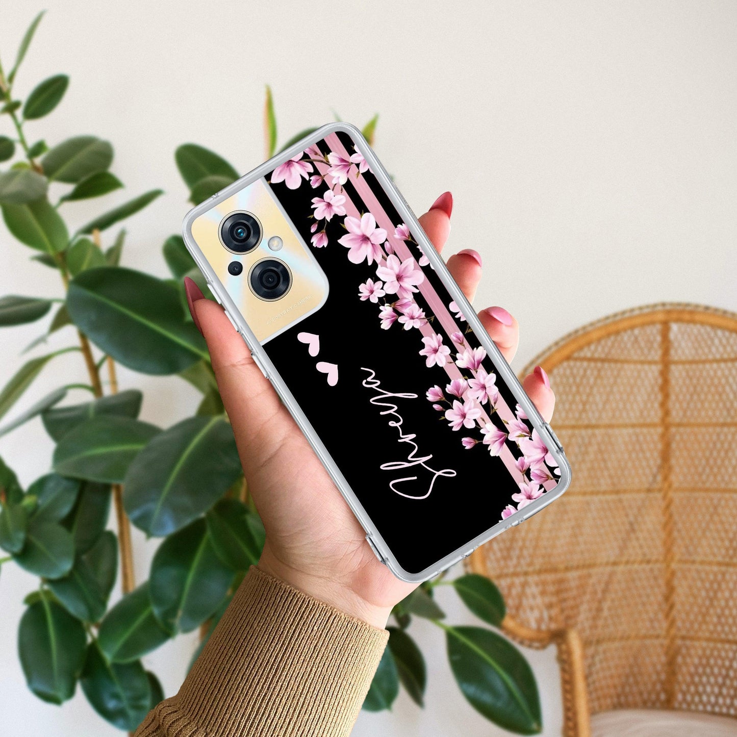 Pink Floral Customize Transparent Silicon Case For Oppo - ShopOnCliQ