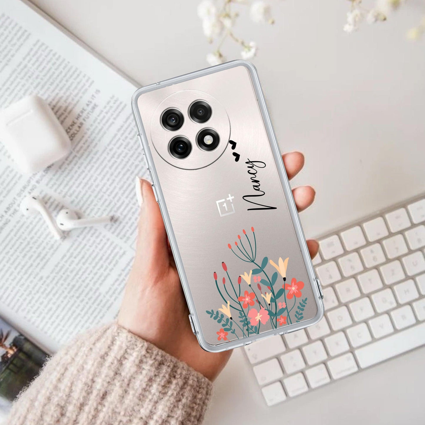 MultiColor Floral Customize Transparent Silicon Case For OnePlus