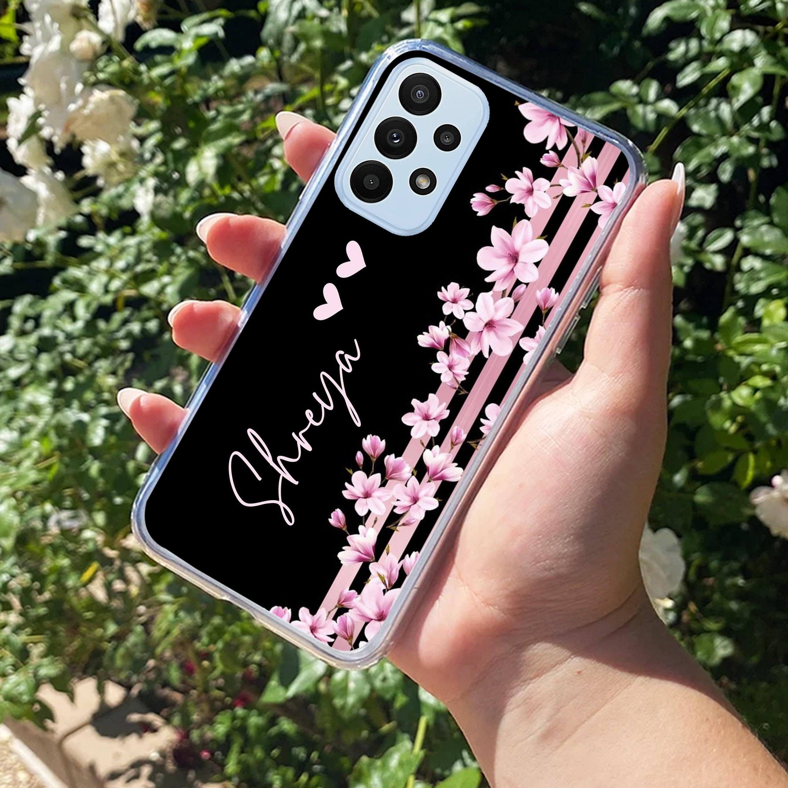 Pink Floral Customize Transparent Silicon Case For Samsung - ShopOnCliQ