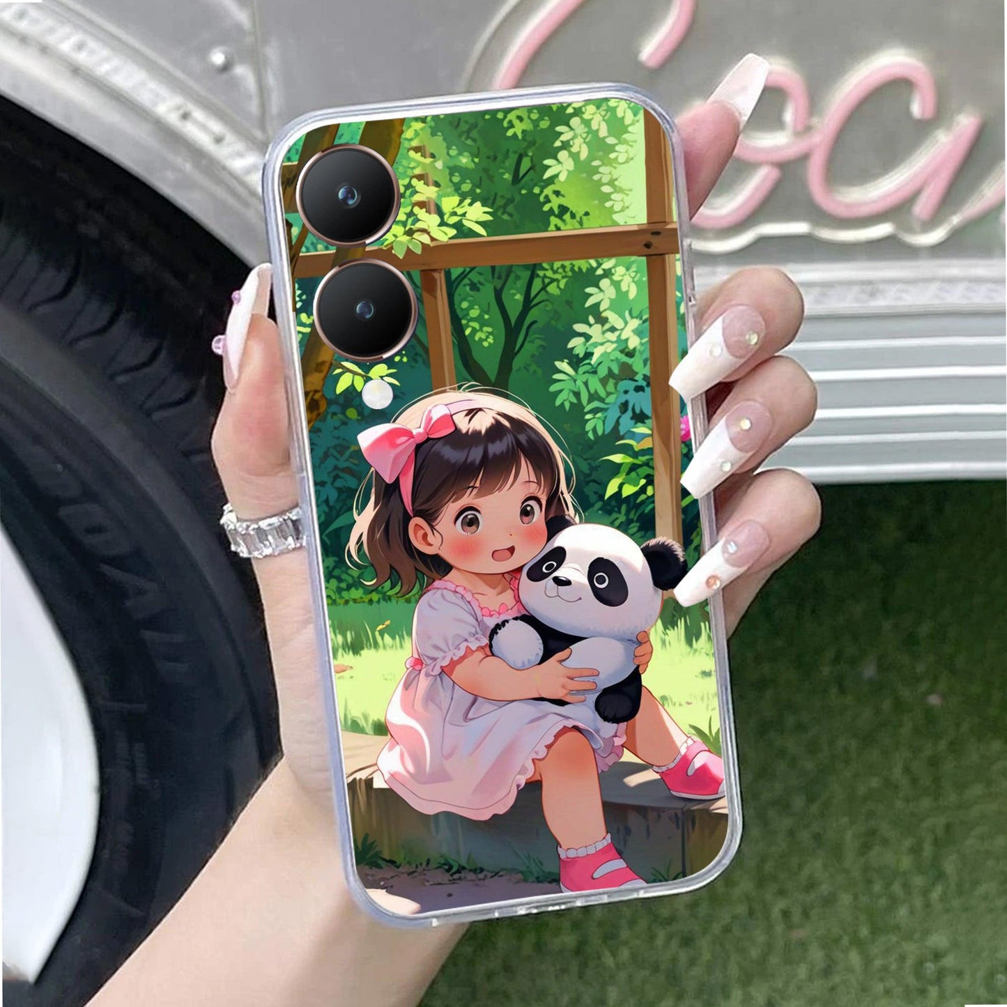 Blush & Panda  Transparent Silicon Case For Vivo