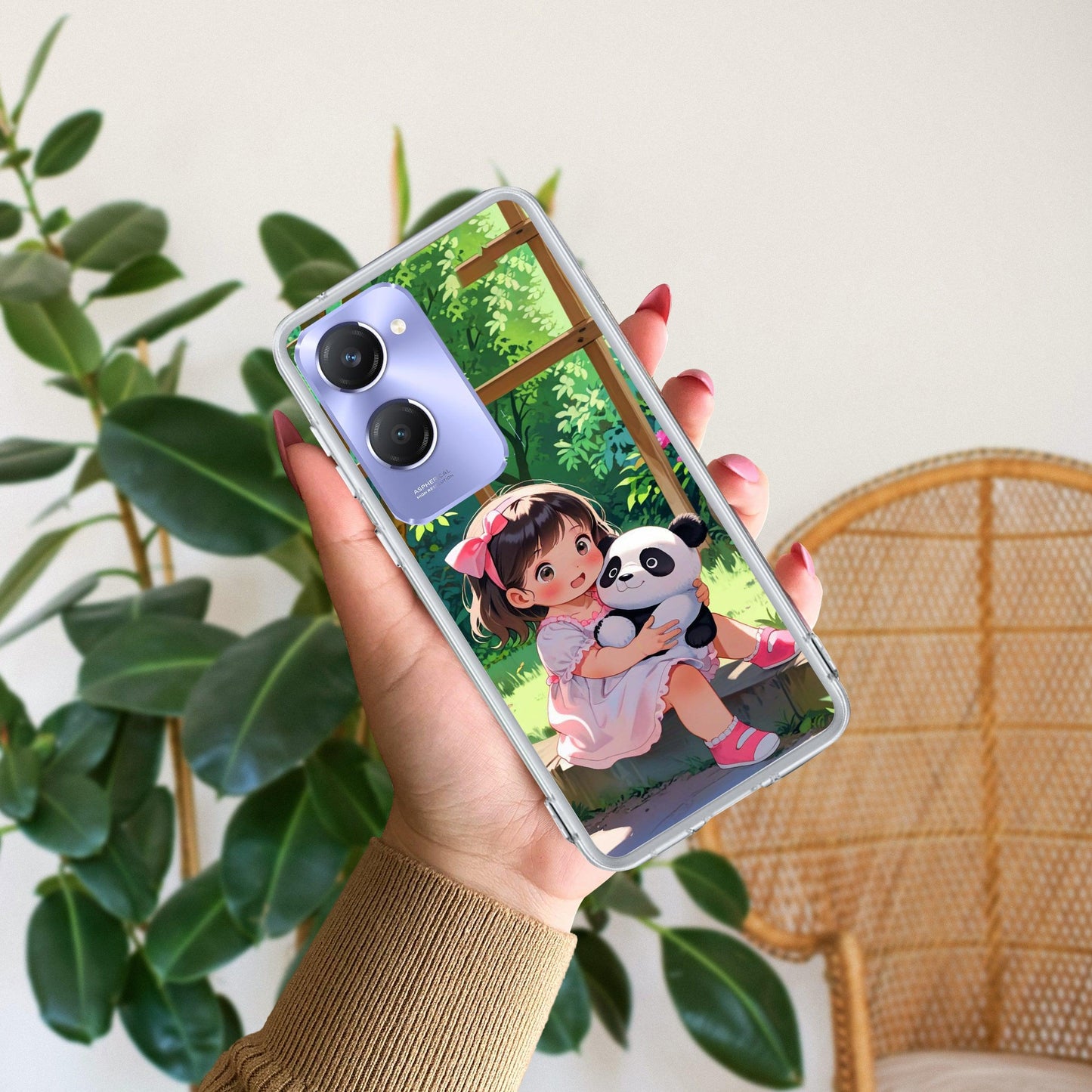 Blush & Panda  Transparent Silicon Case For Vivo