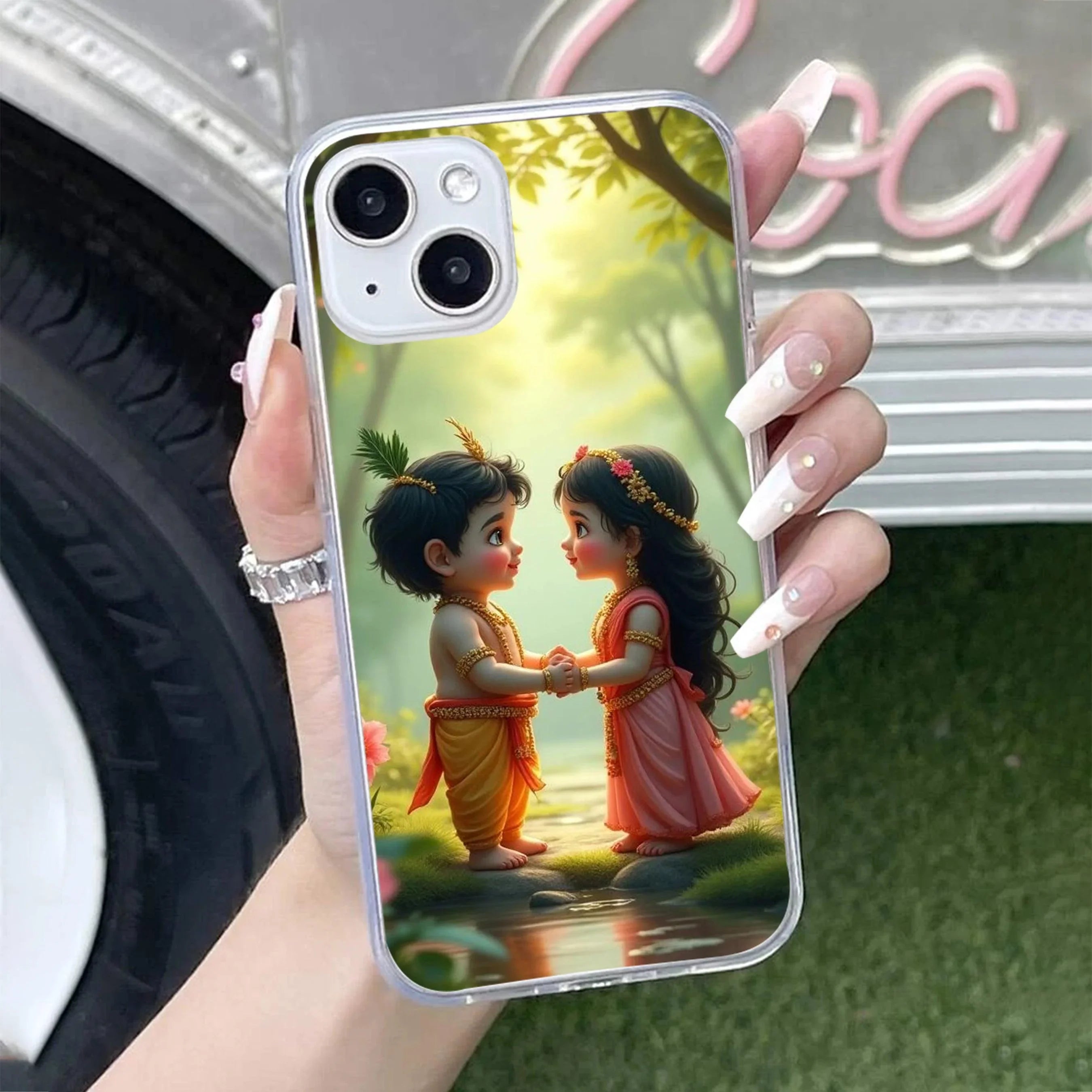 Heavenly Bond Transparent Silicon Case For iPhone 15 Plus