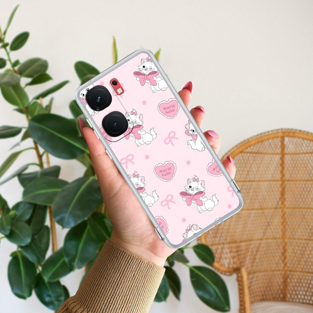 Cute Kitty Bliss Transparent Silicon Case For iQOO - ShopOnCliQ