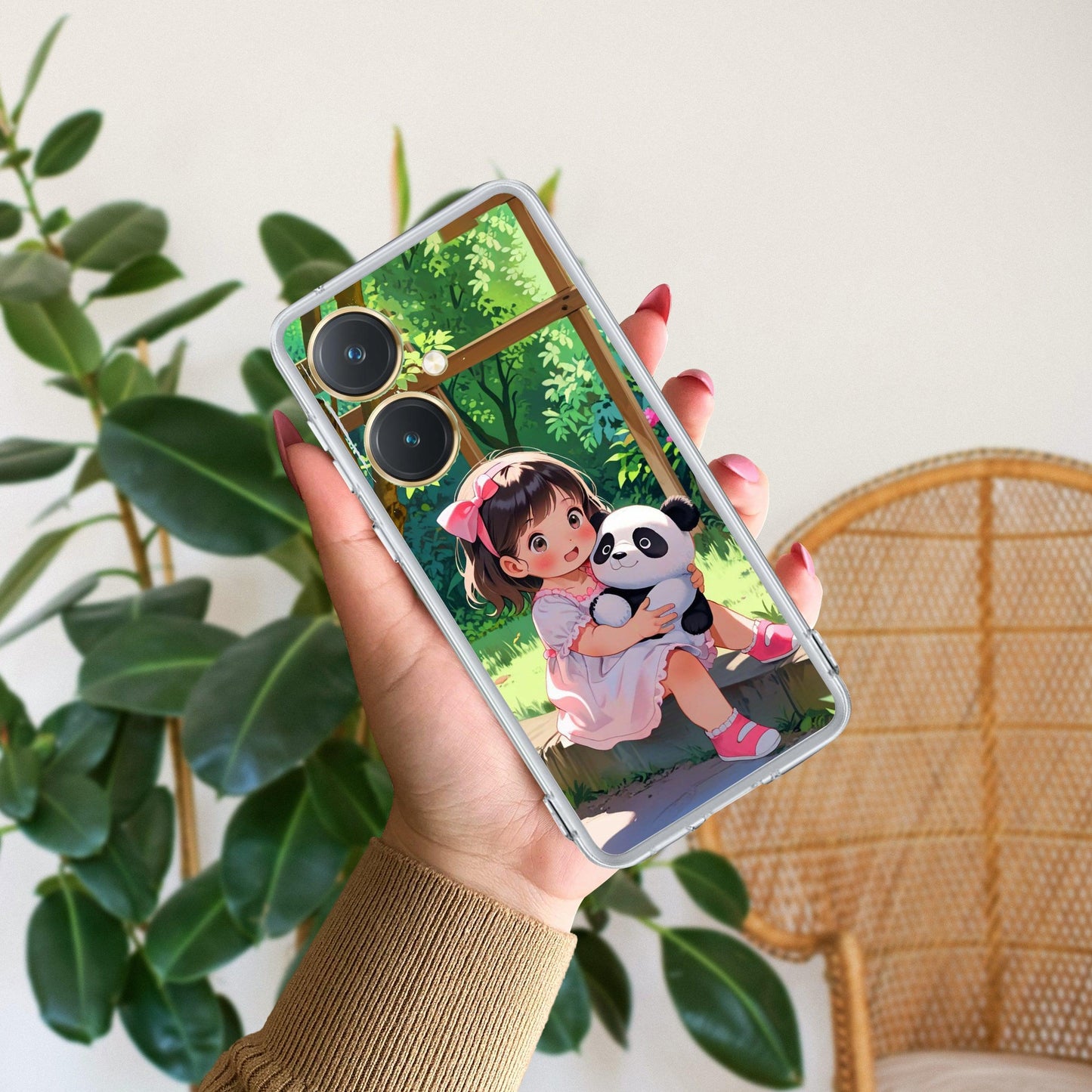 Blush & Panda  Transparent Silicon Case For Vivo