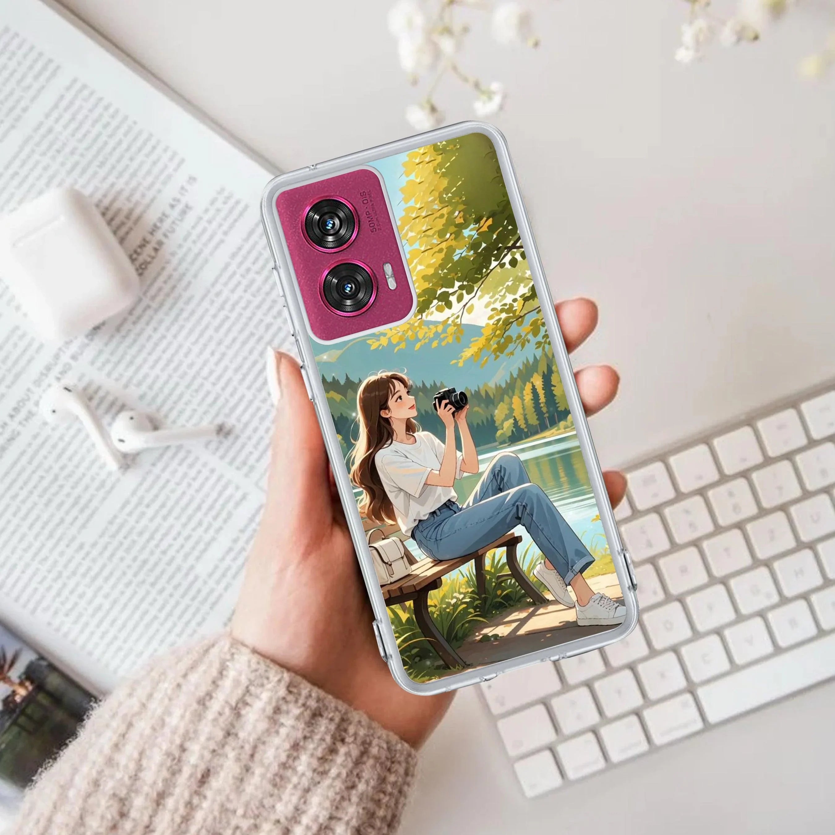 Natures Frame Transparent Silicon Case For Motorola
