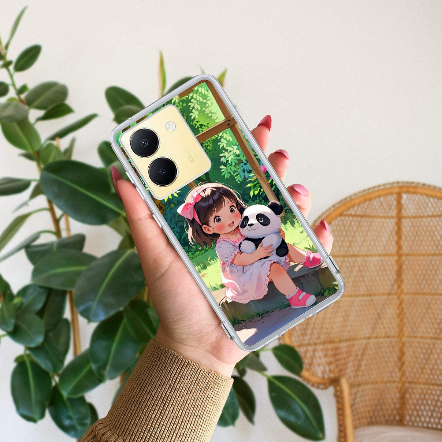 Blush & Panda  Transparent Silicon Case For Vivo