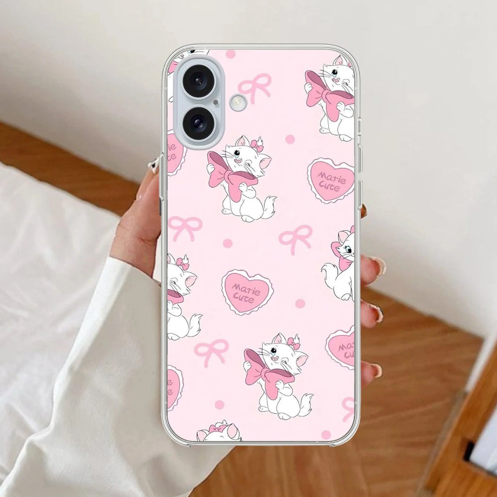 Cute Kitty Bliss Anti Yellow Clear Case For iPhone 16 Plus