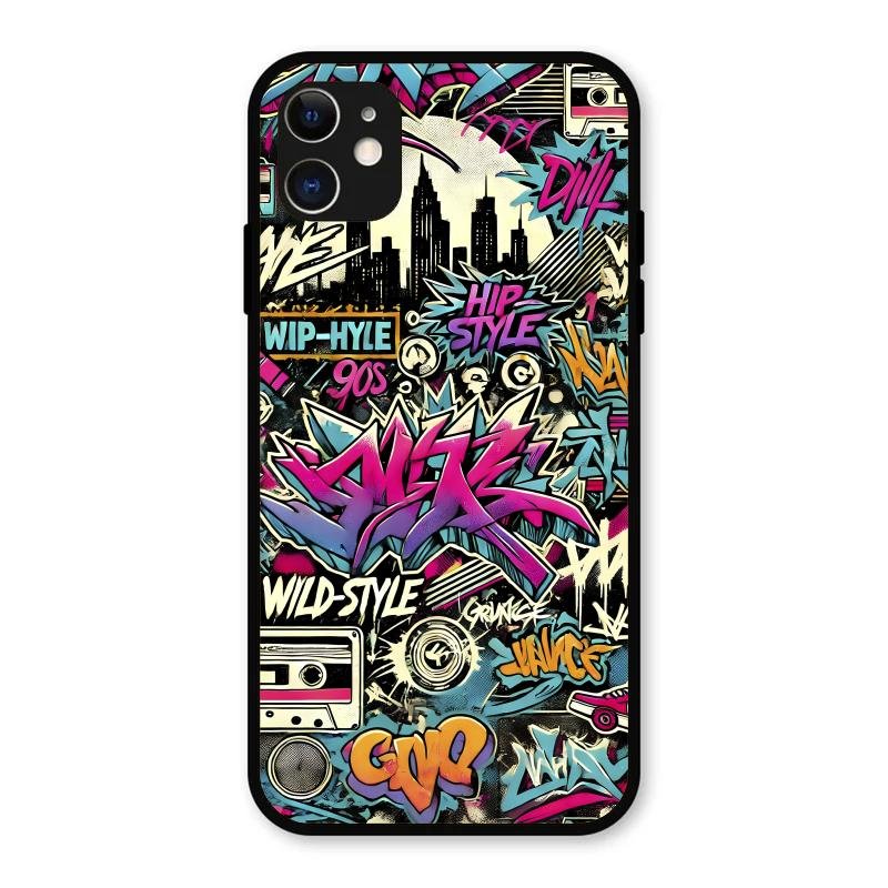90s Hip-Hop Street Art Glass Case Cover For iPhone - ShopOnCliQ