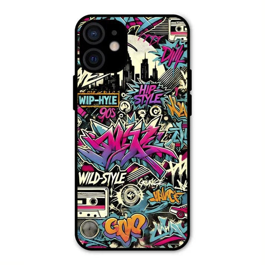 90s Hip-Hop Street Art Glass Case Cover For iPhone 12 mini