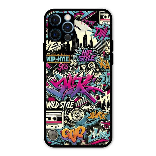 90s Hip-Hop Street Art Glass Case Cover For iPhone 12 Pro