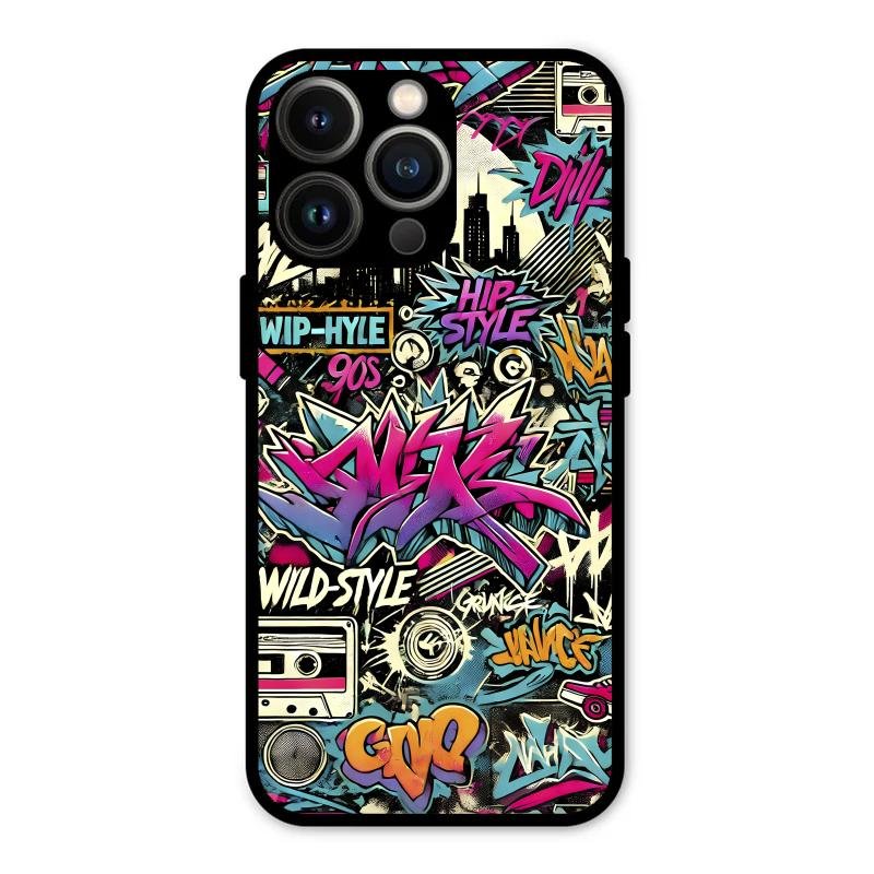 90s Hip-Hop Street Art Glass Case Cover For iPhone 13 Pro