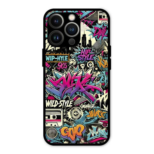 90s Hip-Hop Street Art Glass Case Cover For iPhone 13 Pro
