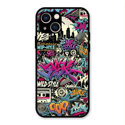 90s Hip-Hop Street Art Glass Case Cover For iPhone 13