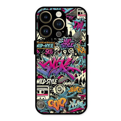 90s Hip-Hop Street Art Glass Case Cover For iPhone 14 Pro