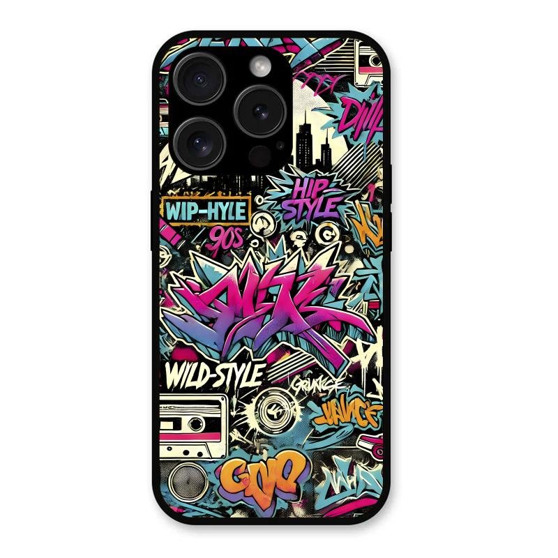 90s Hip-Hop Street Art Glass Case Cover For iPhone 15 Pro Max