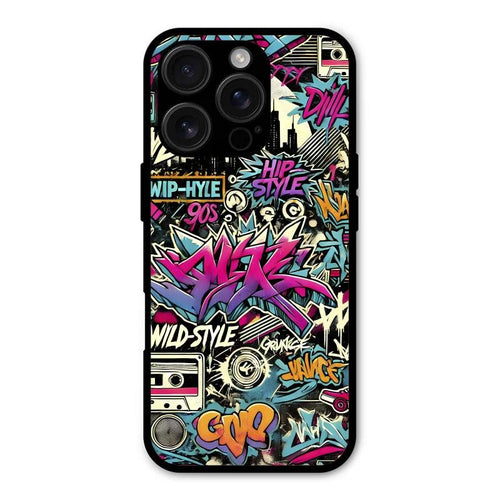 90s Hip-Hop Street Art Glass Case Cover For iPhone 16 Pro