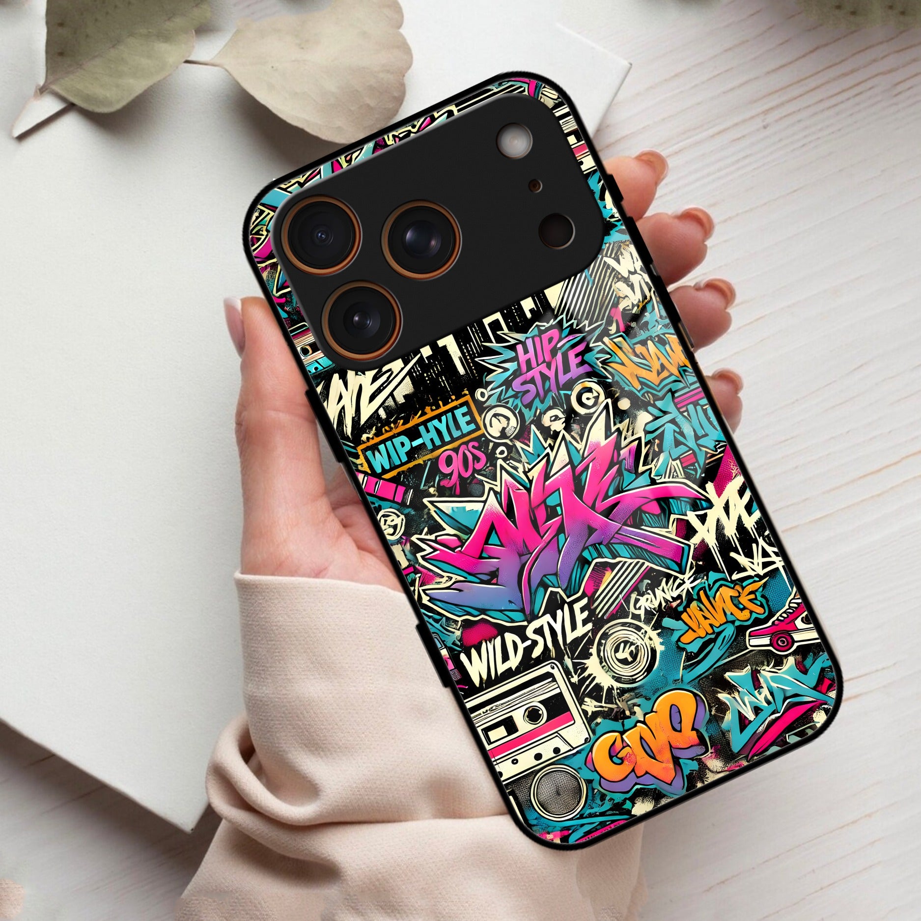 90s Hip-Hop Street Art Glass Case Cover For iPhone 17 Pro Max