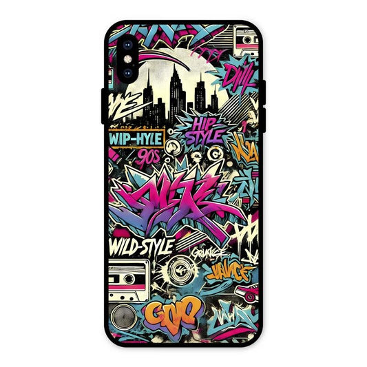 90s Hip-Hop Street Art Glass Case Cover For iPhone XS Max