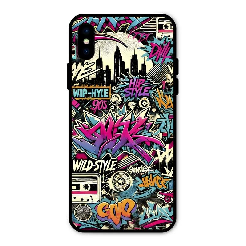 90s Hip-Hop Street Art Glass Case Cover For iPhone - ShopOnCliQ