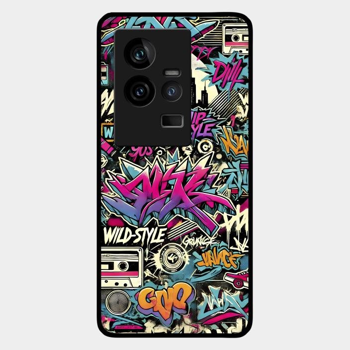 90s Hip-Hop Street Art Glass Case Cover For Iqoo 11 5G