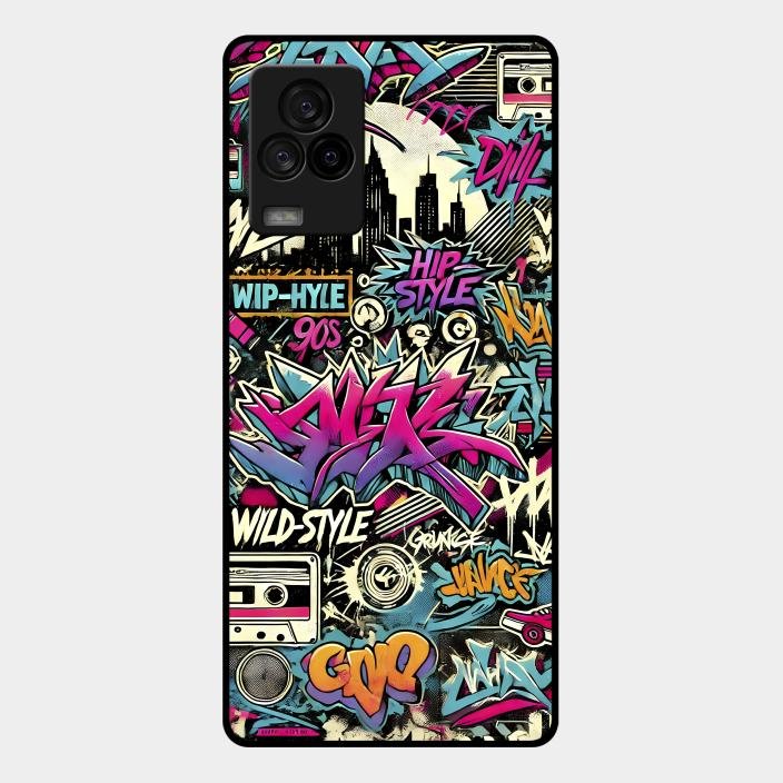 90s Hip-Hop Street Art Glass Case Cover For iQOO - ShopOnCliQ