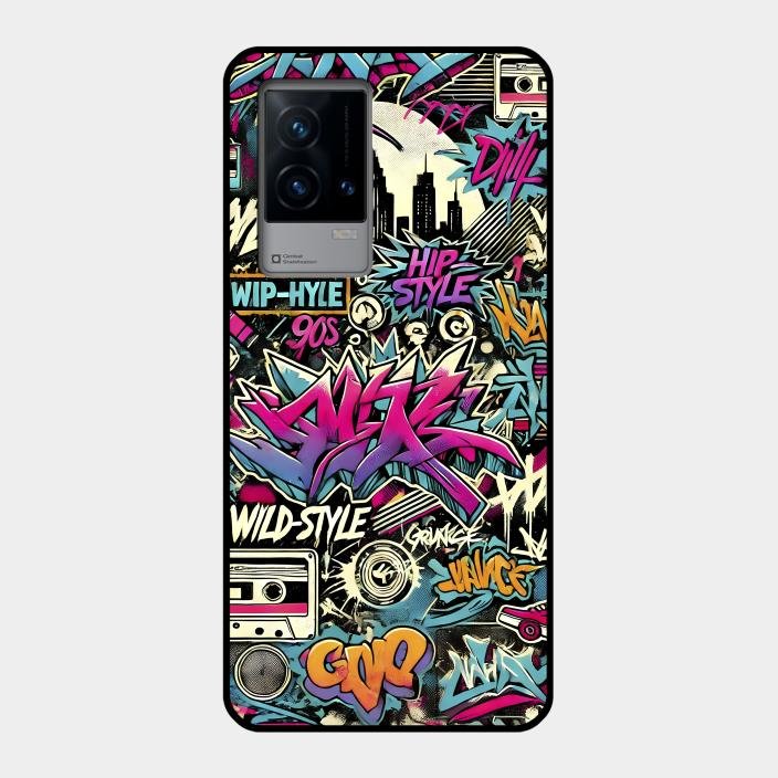 90s Hip-Hop Street Art Glass Case Cover For iQOO - ShopOnCliQ
