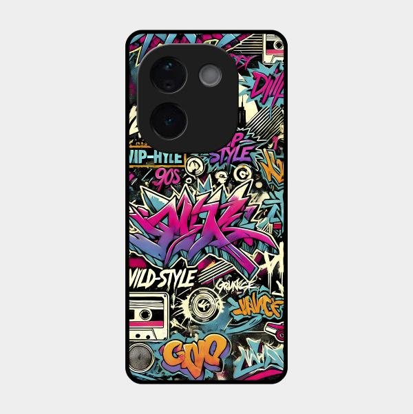 90s Hip-Hop Street Art Glass Case Cover For Iqoo Z9S Pro 5G