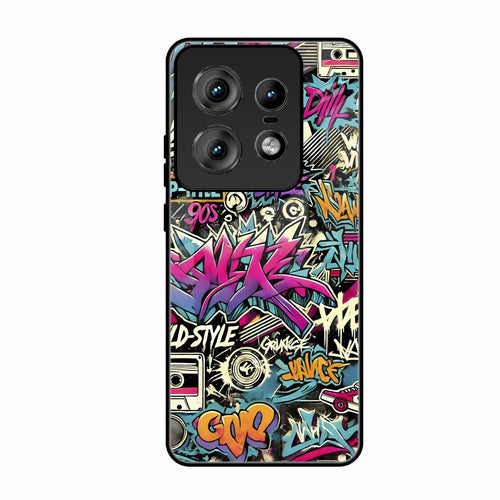 90s Hip-Hop Street Art Glass Case Cover For Motorola Edge 50 Pro