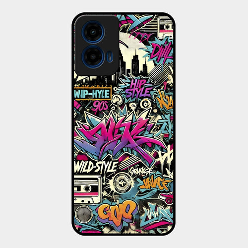 90s Hip-Hop Street Art Glass Case Cover For Motorola G45 5G