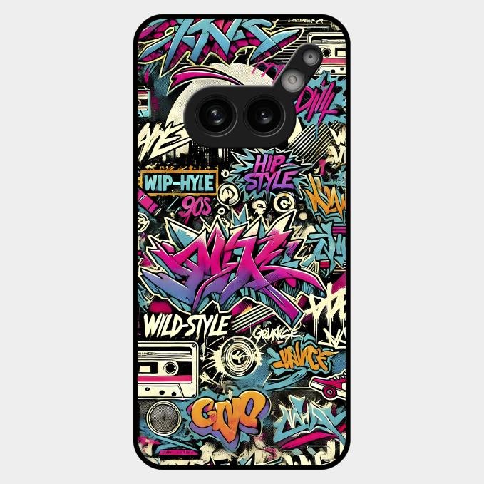 90s Hip-Hop Street Art Glass Case Cover For Nothing - ShopOnCliQ