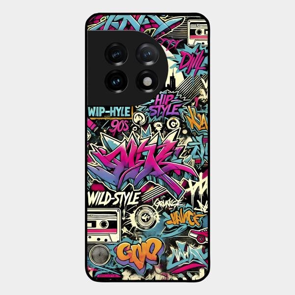 90s Hip-Hop Street Art Glass Case Cover For Oneplus - ShopOnCliQ