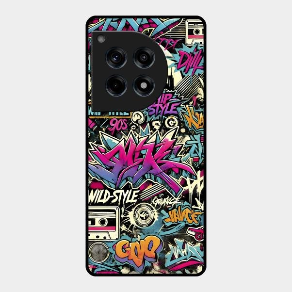 90s Hip-Hop Street Art Glass Case Cover For Oneplus 12R 5G