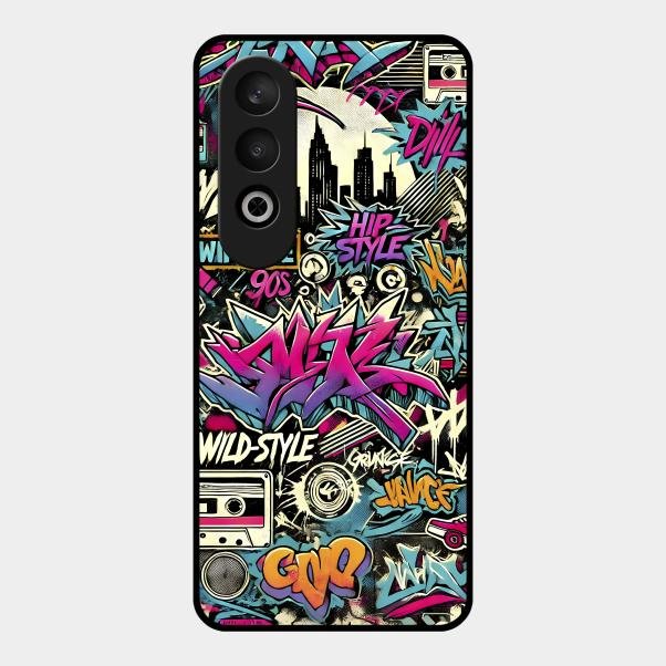 90s Hip-Hop Street Art Glass Case Cover For Oneplus - ShopOnCliQ