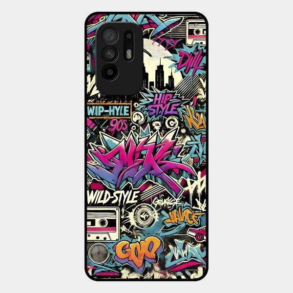 90s Hip-Hop Street Art Glass Case Cover For Oppo - ShopOnCliQ